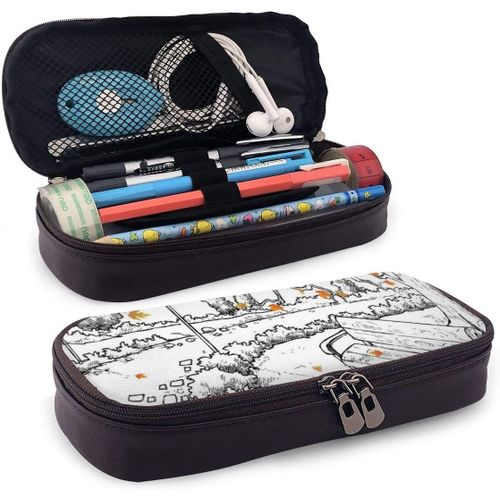 Zywl Fournitures De Bureau Écriture Trousses Beach Conch Goose Soft Stone Cute Pen Pencil Case Leather 8 X 3.5 X 1.5 Inch Big Capacity Double Zippers Pencil Pouch Bag Pen Holder Box For School Office