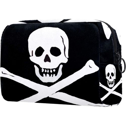 Trousse De Maquillage De Voyage, Trousse De Maquillage, Pochette, Sac À Main Avec Fermeture Éclair ? Jolly Roger Pirate Drapeau Crâne Squelette
