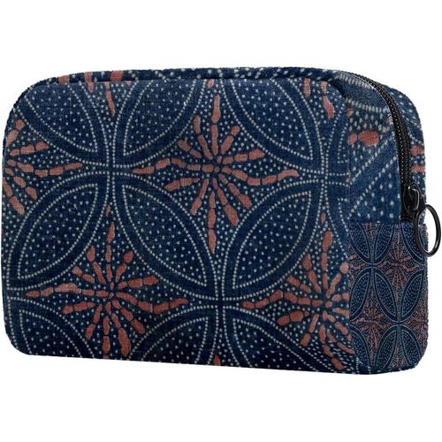 Trousses à cosmétiques pour femmes, trousses de maquillage, trousse de toilette spacieuse, accessoires de voyage, cadeaux ? fleur ronde japonaise vert turquoise vintage