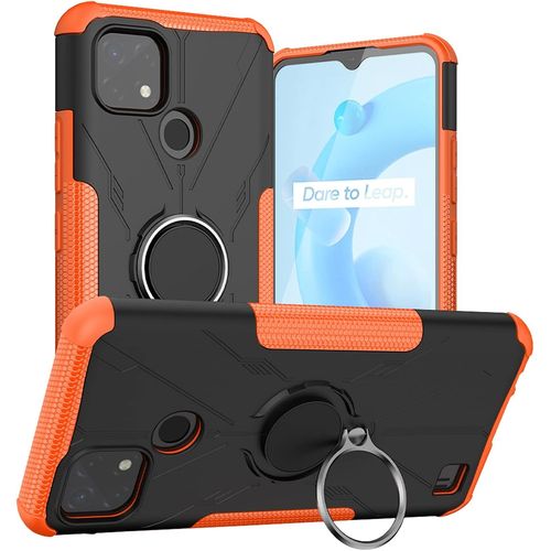 Étui Tough Armor Pour Realme C20/Realme C21 Housse De Arrière Avec 360°Ring Stand Pour Support Voiture Magnetique Coque Pour Realme C20/Realme C21 Orange