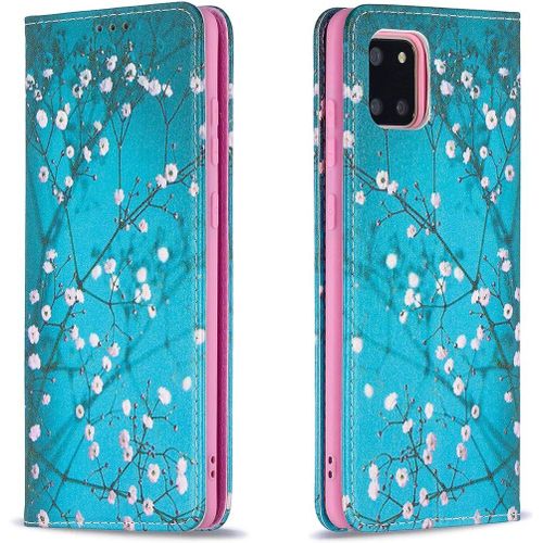 Coque Pour Samsung Galaxy Note10 Litepu Cuir Portefeuille Double Protection Casehousse Étui Avec Fermeture Magnétiquefentes De Cartesantichoc Flip Téléphone Cover Fleur De Prunier