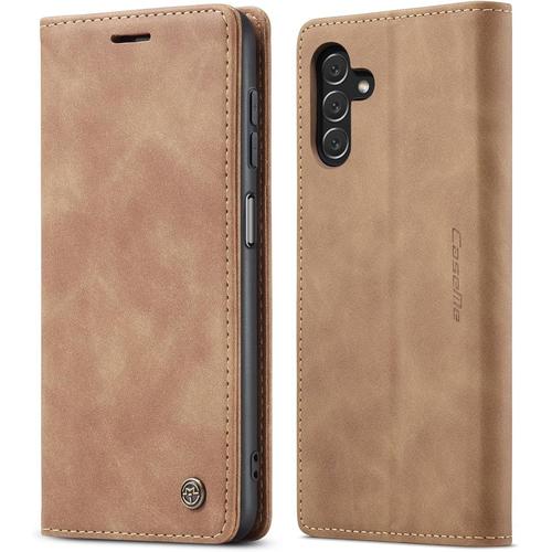 Etui Coque Pour Samsung Galaxy A34 5g Rfid Blocage Magnétique Protection Fentes Pour Cartes Protection Etui Housse Premium En Cuir Pu,Samsung A34 5g Etui Portefeuille Marron Clair