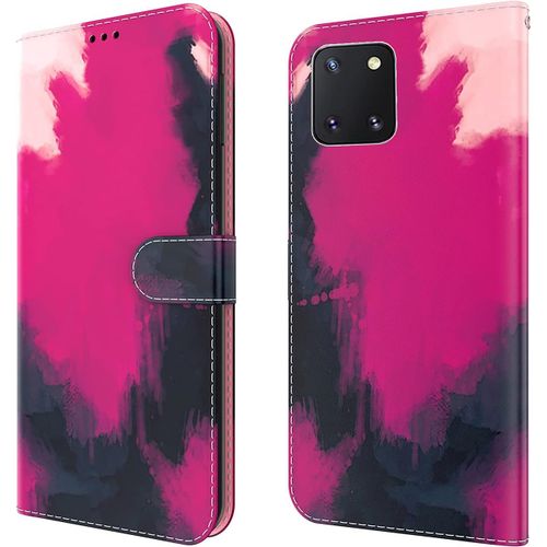 Pour Samsung Galaxy Note10 Lite Coque Magnétique Watercolor Pu Leather Flip Card Slots Portefeuille Etui Cuir Shockproof Double Protection Housse Galaxy Note10 Lite/A81 Noir Rouge