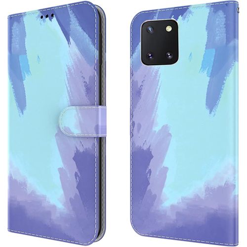 Pour Samsung Galaxy Note10 Lite Coque Magnétique Watercolor Pu Leather Flip Card Slots Portefeuille Etui Cuir Shockproof Double Protection Housse Galaxy Note10 Lite/A81 Bleu Violet