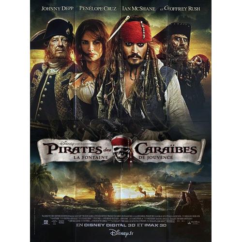 Pirates Des Caraïbes : La Fontaine De Jouvence - Véritable Affiche De Cinéma Pliée - Format 120x160 Cm - De Rob Marshall Avec Johnny Depp, Penélope Cruz, Astrid Berges-Frisbey - 2011