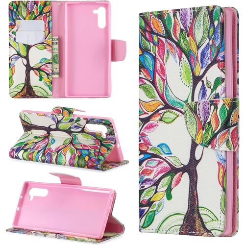Étui À Rabat Pour Samsung Galaxy Note10 6.3"" Portefeuille En Cuir Coque Folio Housse Protection Motif Arbre Coloré Bookstyle Flip Cover Magnétique Avec Et Rangements Cartes Livre Style Pu