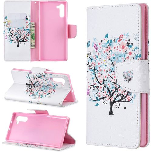 Étui À Rabat Pour Samsung Galaxy Note10 6.3"" Portefeuille En Cuir Coque Folio Housse Protection Motif Petit Arbre Bookstyle Flip Cover Magnétique Avec Rangements Cartes Livre Style Pu Case