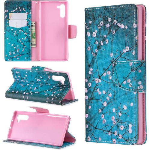 Étui À Rabat Pour Samsung Galaxy Note10 6.3"" Portefeuille En Cuir Coque Folio Housse Protection Motif Fleur Prunier Bookstyle Flip Cover Magnétique Avec Et Rangements Cartes Livre Style Pu