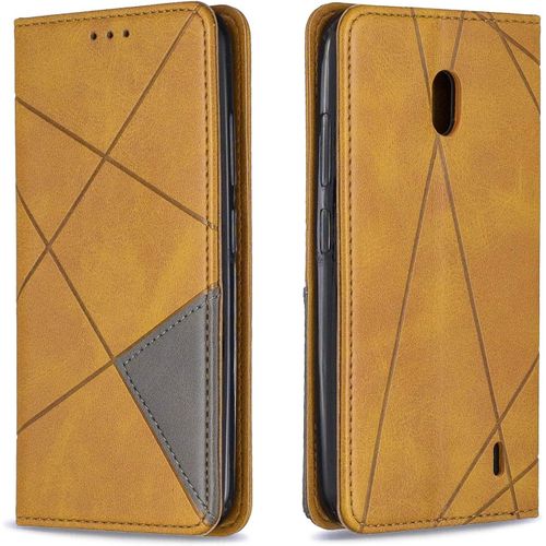 Pour Nokia 2.2 Coque Protection Housse Étui Pu Cuir Portefeuille Rhombique Coverture Toutepuissante À Rabat Clapet Wallet Téléphone Cover Pour Nokia 2.2jaune