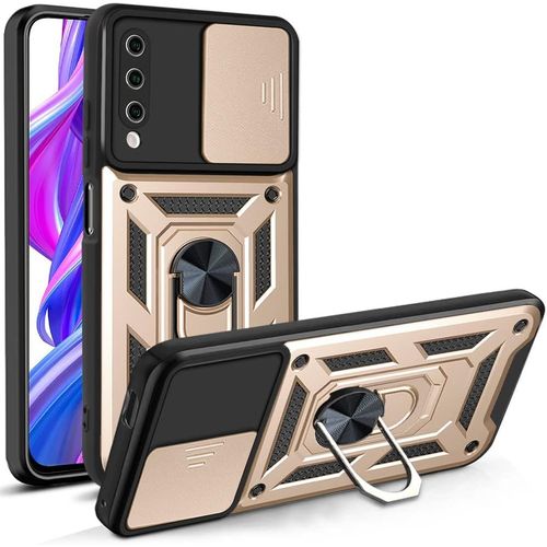 Étui Pour Huawei Y9s,Premium Armor Coque Avec Cache Pour Caméra Coulissante,Avec Support De Bague Protection Antichoc Housse Pc Dure Coque Pour Huawei Y9s,Gold