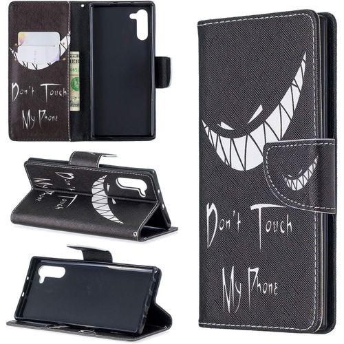 Étui À Rabat Pour Samsung Galaxy Note10 6.3"" Portefeuille En Cuir Coque Folio Housse Protection Motif Sourire Bookstyle Flip Cover Magnétique Avec Et Rangements Cartes Livre Pu Case