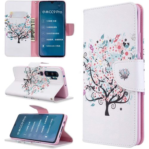 Étui À Rabat Pour Xiaomi Mi Note 10 Pro Cc9 Pro 6.47"" Portefeuille En Cuir Coque Folio Housse Protection Motif Petit Arbre Bookstyle Flip Cover Stand Rangements Cartes Livre Style Pu Case