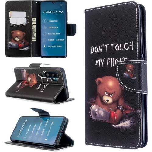 Étui À Rabat Pour Xiaomi Mi Note 10 Pro Note 10 6.47"" Portefeuille En Cuir Coque Folio Housse Protection Motif Ne Touchez Téléphone Bookstyle Flip Cover Et Rangements Cartes Livre Style