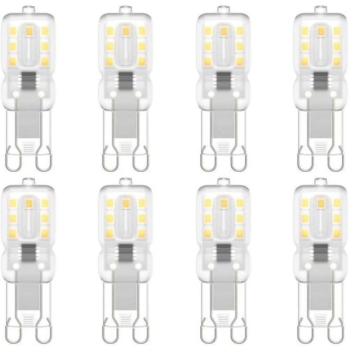 Lot De 8 Ampoules Led G9, G9 Led 220v Blanc Naturel 5500k 3w Équivalent Halogène 30w [Classe Énergétique E]