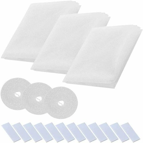 Moustiquaire Fenetre,Toile Moustiquaire 3 Pices Rouleau Insect Moustiques,Protecteur Filet Maille Rideau De Fentre Cran Standard Pour Fentre 150 X 200cm Blanc -