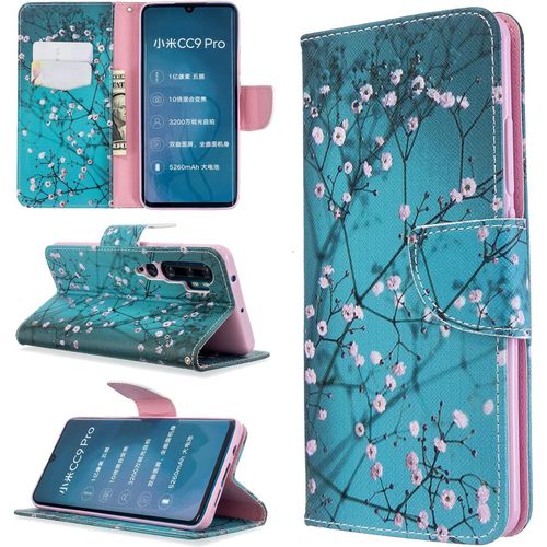 Étui À Rabat Pour Xiaomi Mi Note 10 Pro Note 10 6.47"" Portefeuille En Cuir Coque Folio Housse Protection Motif Fleur Prunier Bookstyle Flip Cover Stand Et Rangements Cartes Livre Style Pu