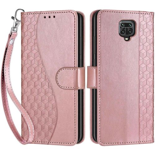 Coque Pour Xiaomi Redmi Note 9 Pro, Coque Xiaomi Redmi Note 9s, Etui Protection Housse Premium Cuir De Portefeuille En Cuir Fermeture Magnétique Flip Case Pour Redmi Note 9 Pro Max /9s Coque Or Rose