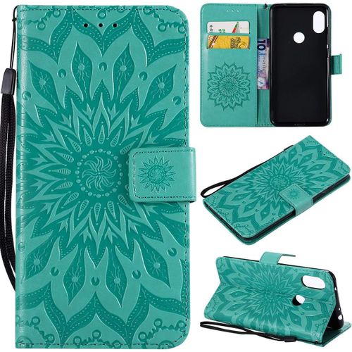 Xiaomi Redmi Note 6 Pro Coque, Modèle De Tournesol Pu Cuir Housse Magnétique Portefeuille Cover Etui Rabat Fente-Carte Housse Flip Case Étui Pour Xiaomi Redmi Note 6 Pro