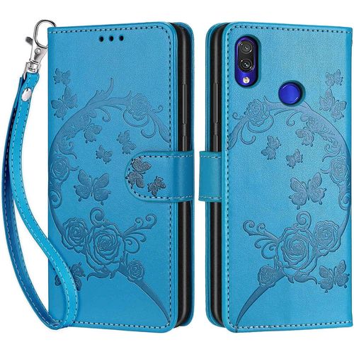 Coque Pour Xiaomi Redmi Note 7, Coque Xiaomi Redmi Note 7 Pro, Etui Protection Housse Premium Cuir De Portefeuille En Cuir Fermeture Magnétique Flip Case Pour Redmi Note 7 / 7 Pro / 7s Coque Bleu