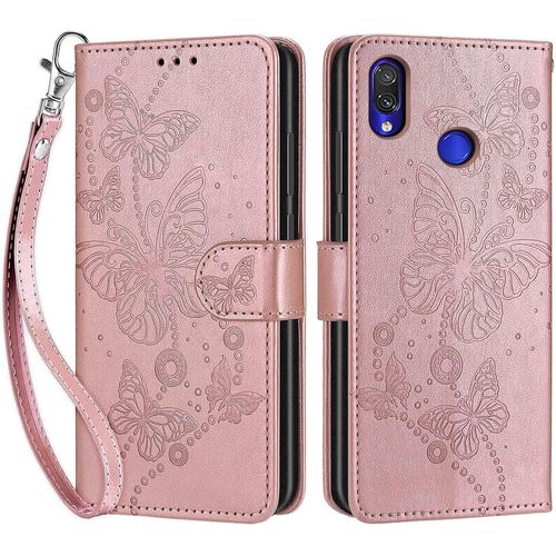 Coque Pour Xiaomi Redmi Note 7, Coque Xiaomi Redmi Note 7 Pro, Etui Protection Housse Premium Cuir De Portefeuille En Cuir Fermeture Magnétique Flip Case Pour Redmi Note 7/7 Pro / 7s Coque Or Rose