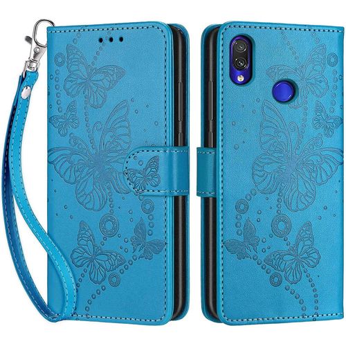 Coque Pour Xiaomi Redmi Note 7, Coque Xiaomi Redmi Note 7 Pro, Etui Protection Housse Premium Cuir De Portefeuille En Cuir Fermeture Magnétique Flip Case Pour Redmi Note 7/7 Pro / 7s Coque Bleu