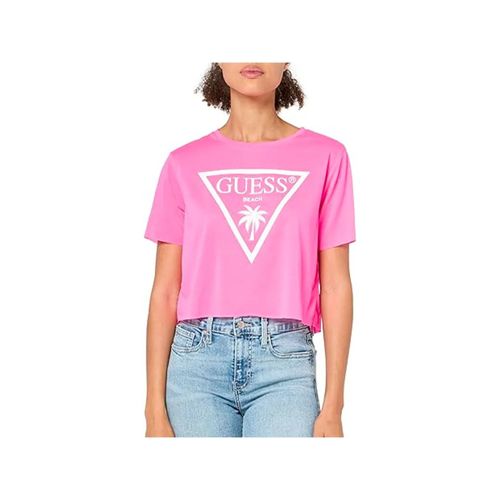 T Shirt Guess Classic Logo Femme Rose