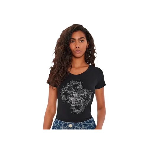 T Shirt Guess Strass 4g Femme Noir