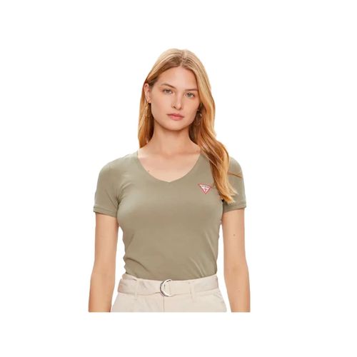 T Shirt Guess Triangle G Femme Kaki