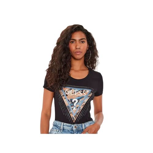 T Shirt Guess G Print Strass Femme Noir