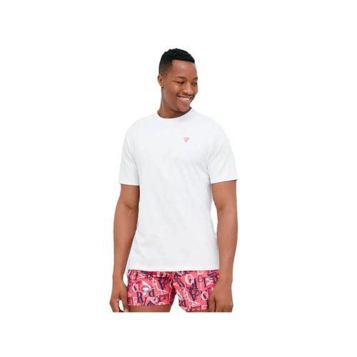 T Shirt Guess Classic Logo Triangle Homme Blanc