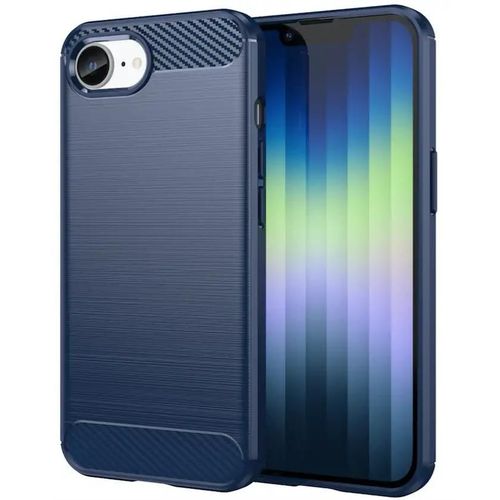 Coque Pour Apple Iphone 16e - Housse Etui Silicone Gel Carbone + Verre Trempe - Bleu Fonce