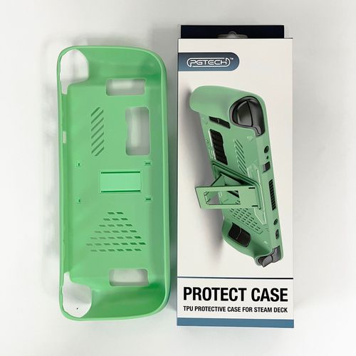 Convient Pour Steam Deck Oled Hôte Tpu Housse De Protection Avec Support Steam Deck Étui De Protection Antidérapant | Accessoires D'équipement De Jeuvert
