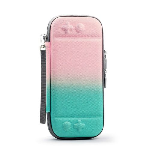 Convient Pour Nintendo Switch Sac De Rangement Sac De Console Switch Sac En Nylon + Flanelle Sac De Console Sac Rigide Avec Support | Accessoires D'équipement De Jeudégradé Rose Vert