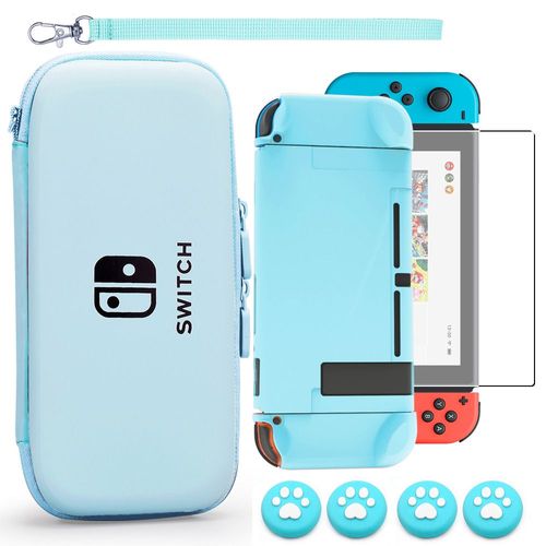 Convient Pour Le Kit De Protection Nintendo Switch, Sac De Rangement Pour Interrupteur Dégradé De Couleur Doux Pour La Peau, Étui De Protection Pour Hôte | Accessoires D'équipement De Jeubleu
