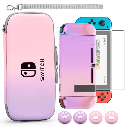 Convient Pour Le Kit De Protection Nintendo Switch, Sac De Rangement Pour Interrupteur Dégradé De Couleur Doux Pour La Peau, Étui De Protection Pour Hôte | Accessoires D'équipement De Jeudégradé Ros