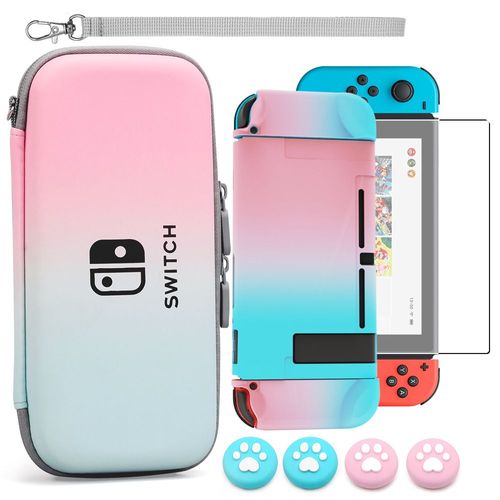 Convient Pour Le Kit De Protection Nintendo Switch, Sac De Rangement Pour Interrupteur Dégradé De Couleur Doux Pour La Peau, Étui De Protection Pour Hôte | Accessoires D'équipement De Jeupoudre Bleu