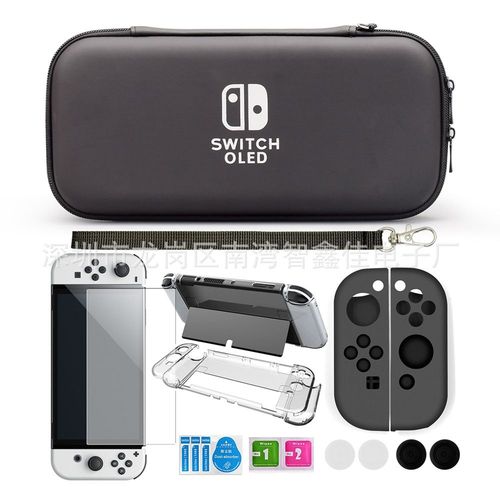 Convient Pour La Console Nintendo Switch Oled, Étui Rigide, Poignée Joycon, Housse En Silicone, Film Trempé, Ensemble | Accessoires D'équipement De Jeugn0-10tz-003a1 Noir
