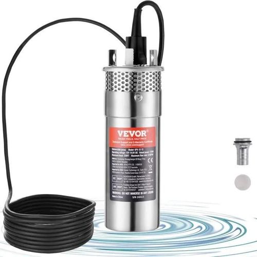 Pompe à eau solaire - VEVOR - submersible puits profonds 12 V CC 3,2 GPM 30 m 120 W pour puits,irrigation de ferme,ranch