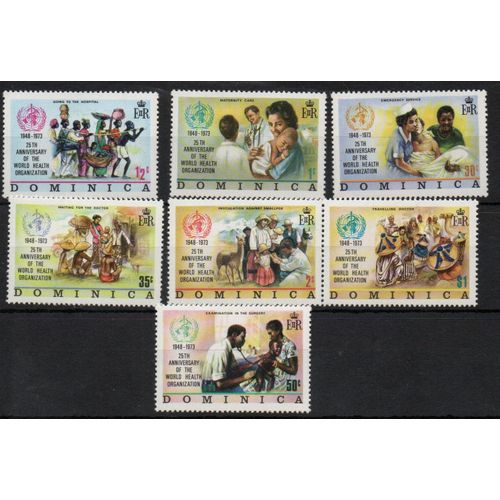 Ile De La Dominique Timbres Anniversaire D El' O.M.S. 1973
