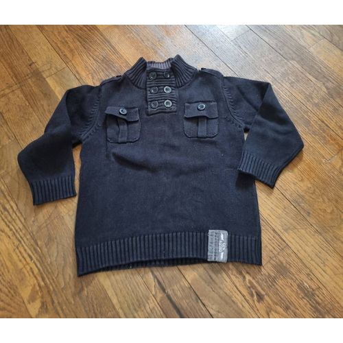 Pull Noir Garçon Col Camionneur Gemo Kids Taille 5ans