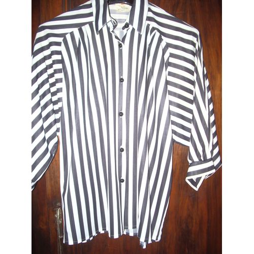 Chemise La Redoute Rayée Noir/Blanc Taille 38 Manches 3/4