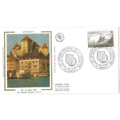 Enveloppe 1er Jour 50è Congrès National De La Fédération Des Sociétés Philatéliques 28/05/1977 Annecy N°1935.
