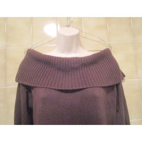 Pull Marron Large Aux Épaules Nues, Doux, Col, T. 42 - Bien Lire