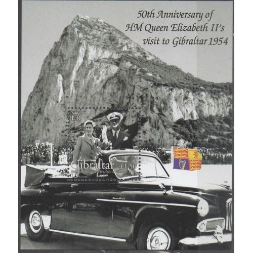 Gibraltar Timbre Visite De La Reine Elisabeth Ii 1954-2004