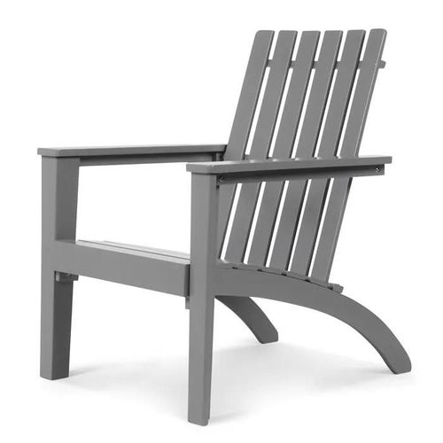 Chaise De Jardin En Bois D'acacia - Costway - Fauteuil Design Adirondack - Charge 160 Kg - Pour Salon Terrasse Balcon Cour - Gris