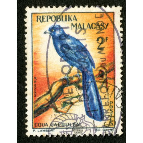 Timbre Oblitéré Repoblika Malagasy, Coua Calrui, Postes, 2 F
