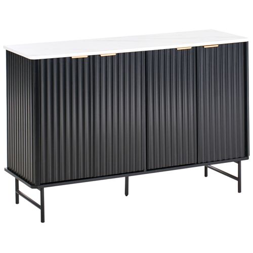 Commode 4 Portes Glastonbury 80 Cm Effet Marbre Marbre Blanc