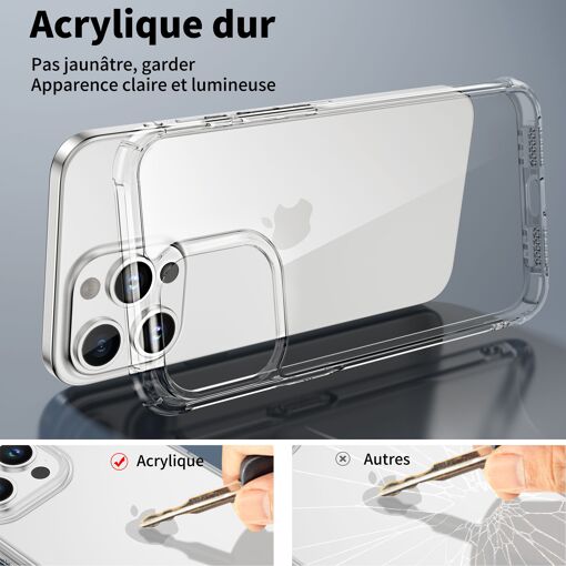 Coque IPhone 13 14 15 Avec 2 Verres Trempés - Silicone Transparent, Anti-choc