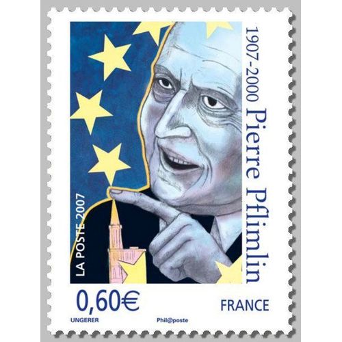 France 2007, Très Beau Timbre Neuf** Luxe Yvert 4078, Pierre Pflimlin, Homme Politique, Président Du Conseil Et Maire De Strasbourg, Neuf** Luxe -
