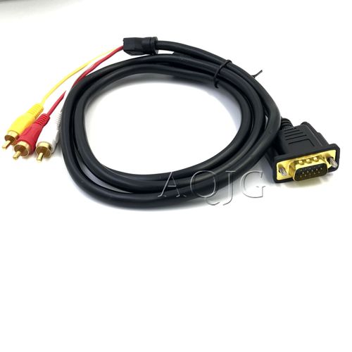 Adaptateur vidéo VGA RCA femelle vers HD, 3RCA, convertisseur VGA 15 broches, style coordinateur, câble vidéo, 1.5m, 5 pieds, nouveauté